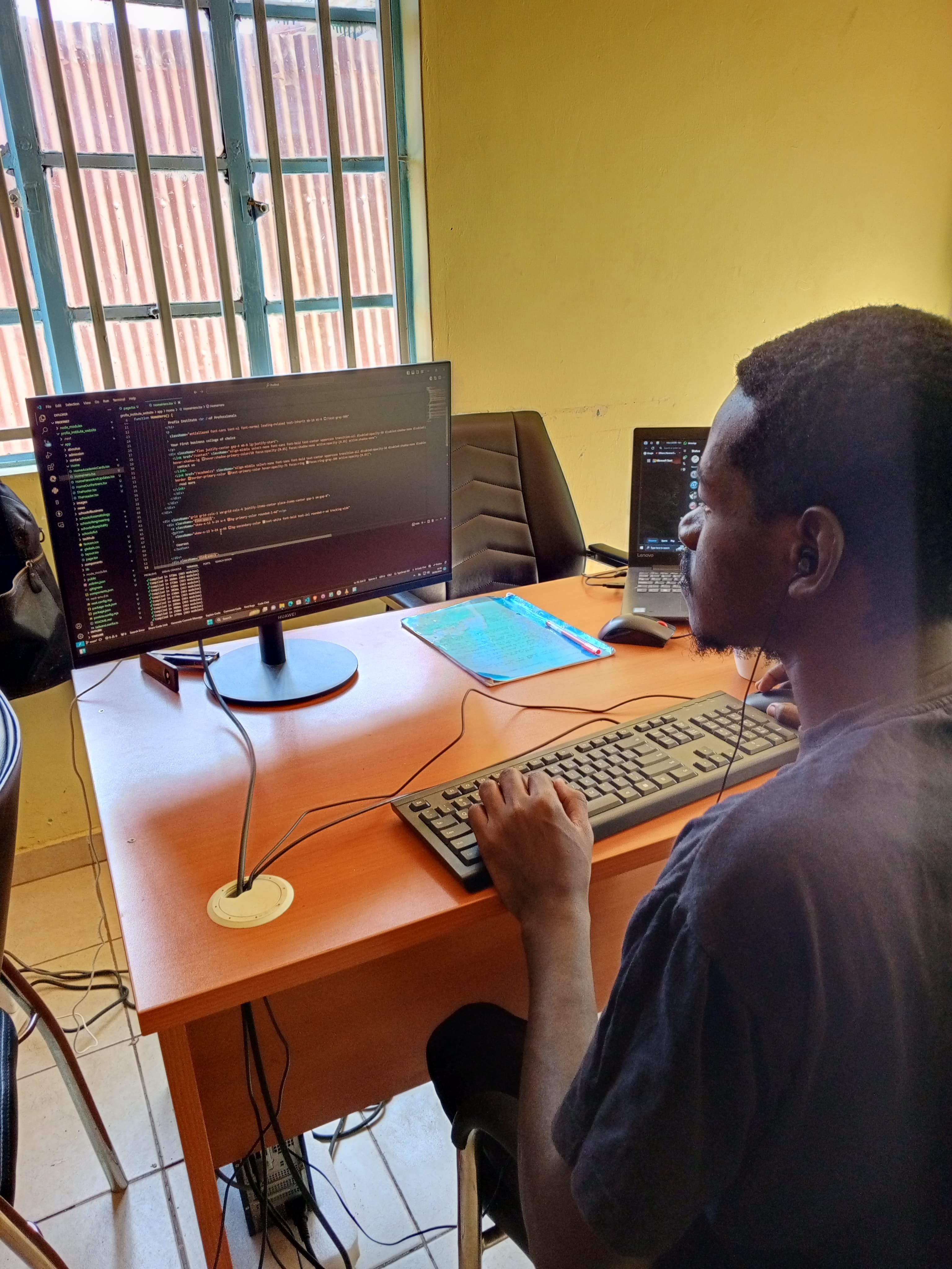 Students working on coding projects