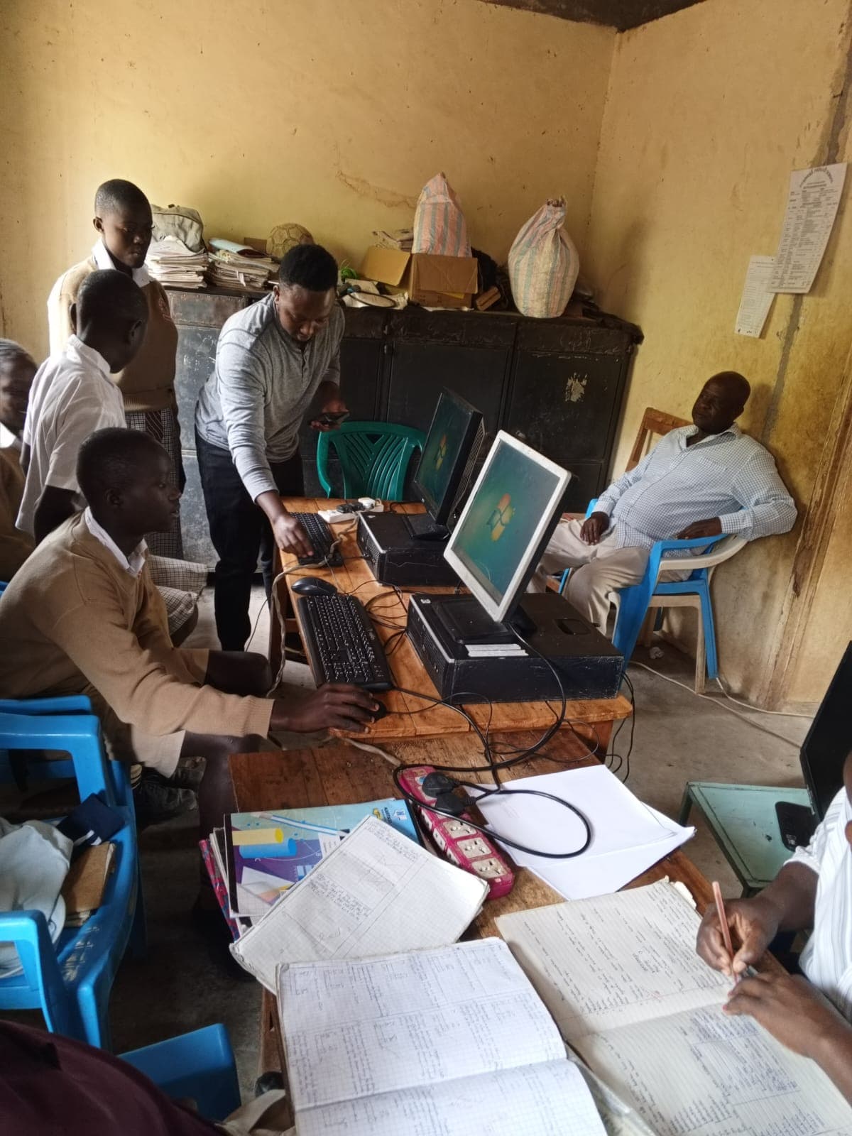 Rural youth receiving computer training